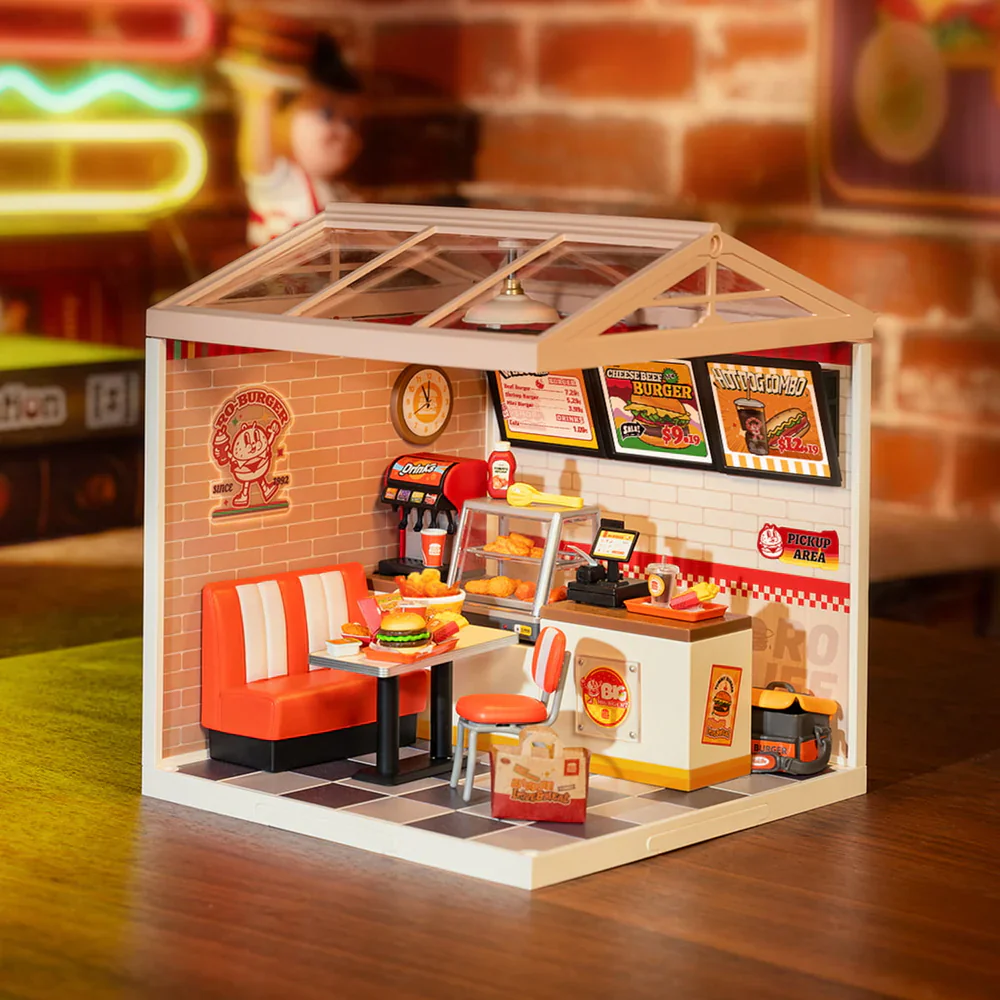 Robotime Rolife Yum Yum Burgers DIY Plastic Miniature House DW010 - Image 2