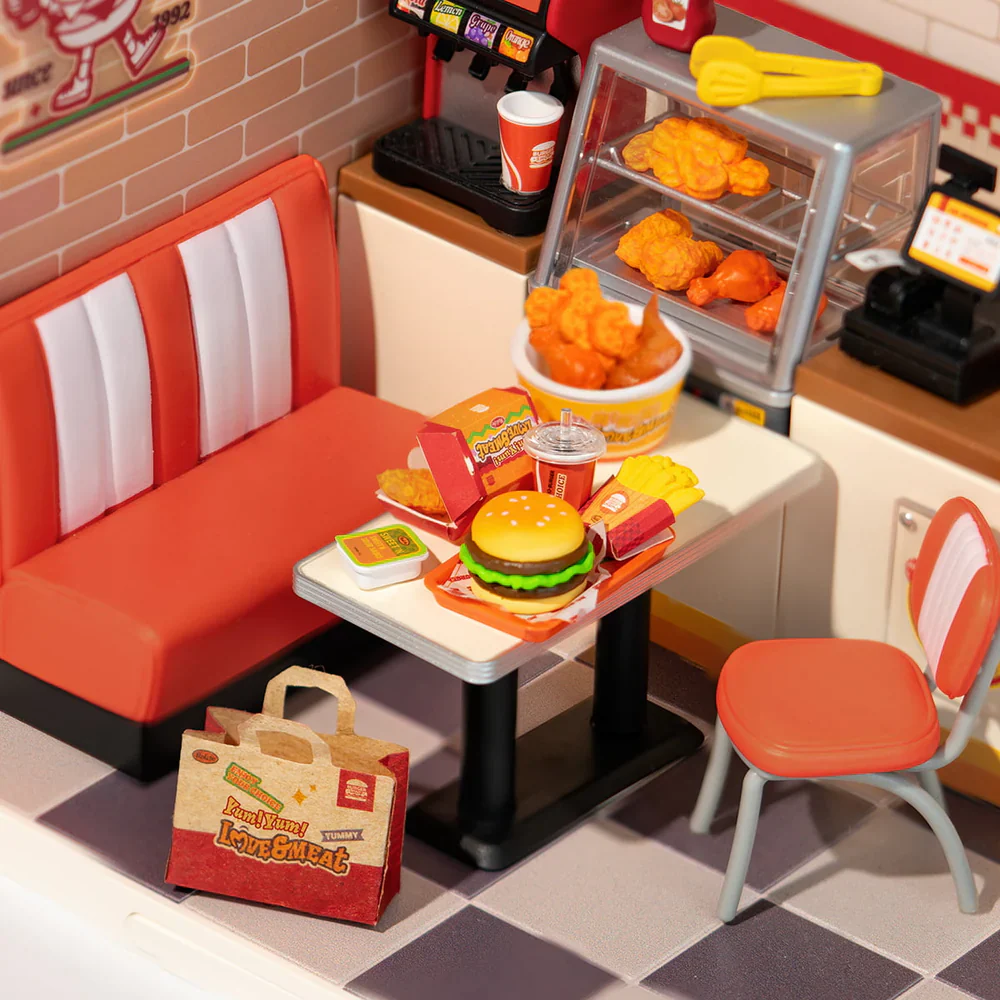 Robotime Rolife Yum Yum Burgers DIY Plastic Miniature House DW010 - Image 4