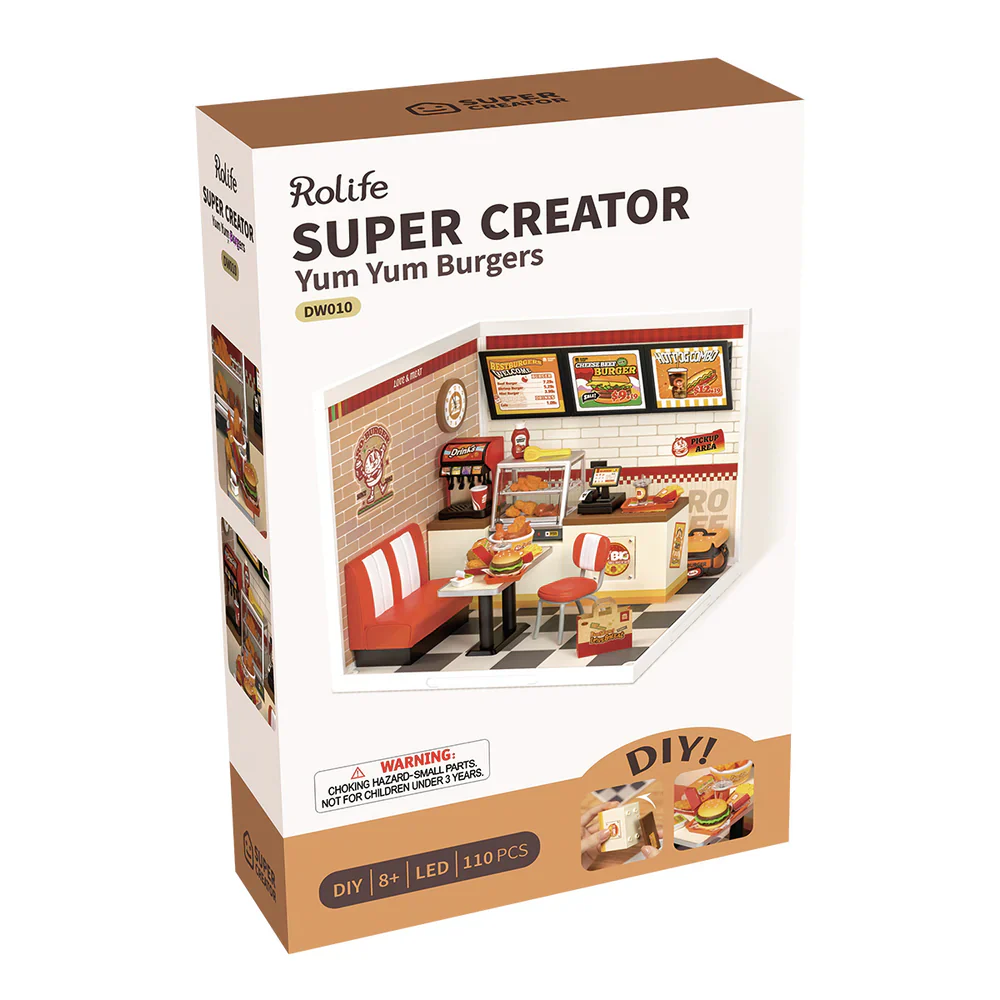 Robotime Rolife Yum Yum Burgers DIY Plastic Miniature House DW010 - Image 7