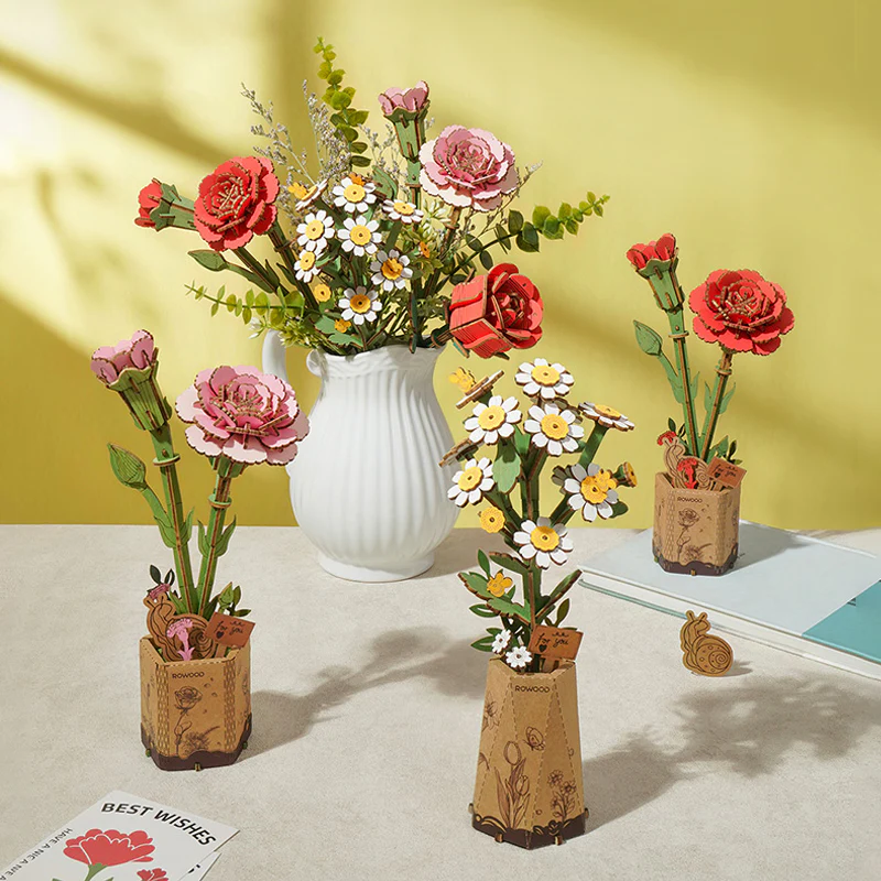 Robotime Rowood DIY Wooden Flower Chamomile 3D Wooden Puzzle TW061 - Image 5