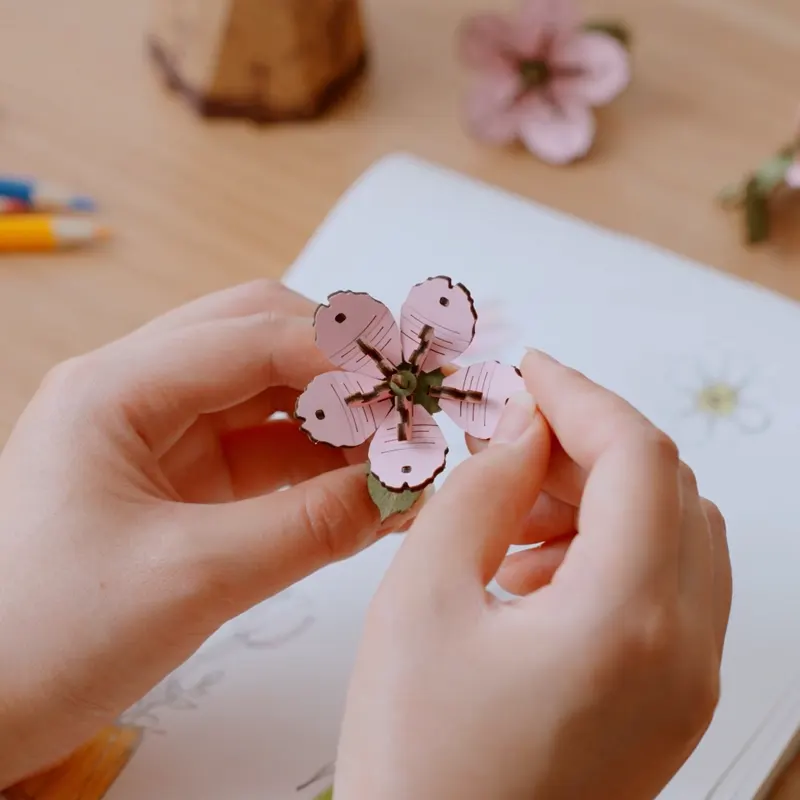 Robotime Rowood DIY Wooden Flower Sakura 3D Wooden Puzzle TW101 - Image 3