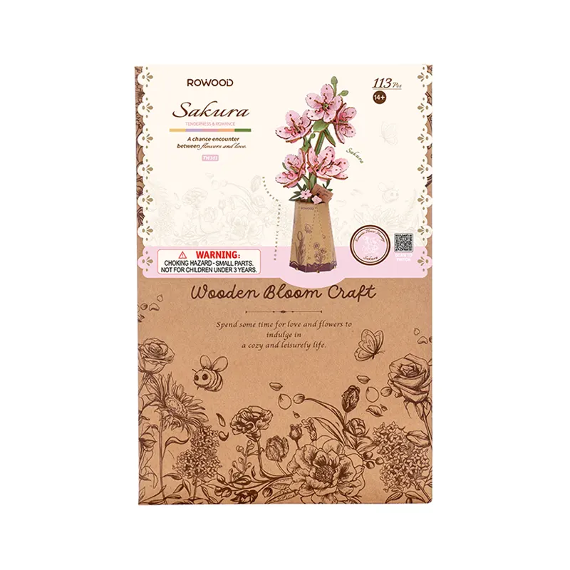Robotime Rowood DIY Wooden Flower Sakura 3D Wooden Puzzle TW101 - Image 7
