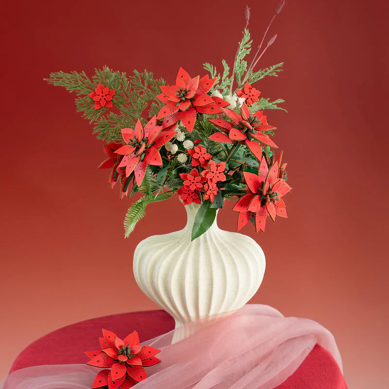 Robotime Rowood Poinsettia DIY Flower Bouquet 3D Wooden Puzzle TF001 - Image 4