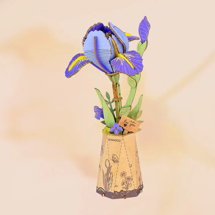 Robotime Rowood Purple Iris DIY Wooden Flower 3D Wooden Puzzle TW121 - Image 2
