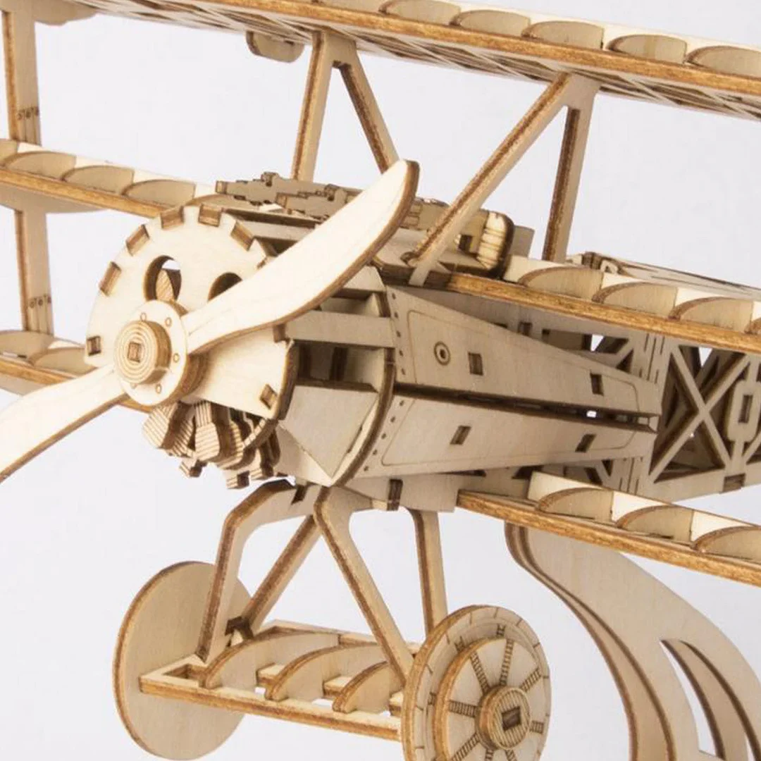 Robotime Rolife Bi-Plane TG301 DIY Wooden Toys 3D Puzzle - Image 3