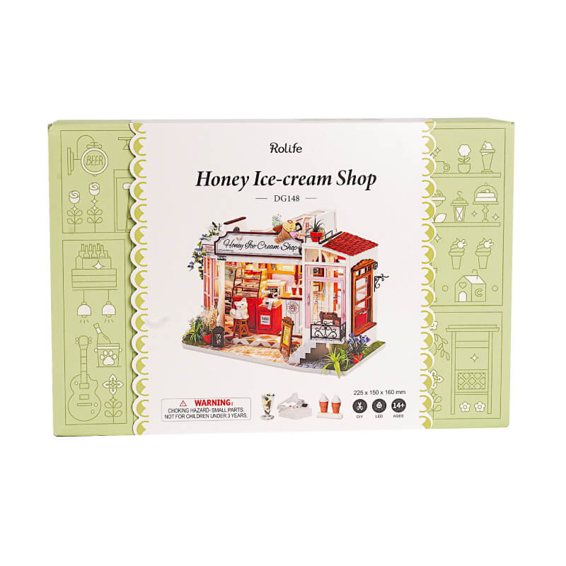 Robotime Rolife DIY Miniature Dollhouse DG148 Honey Ice-cream Shop - Image 3