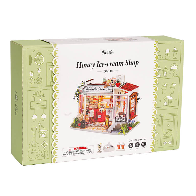 Robotime Rolife DIY Miniature Dollhouse DG148 Honey Ice-cream Shop - Image 4