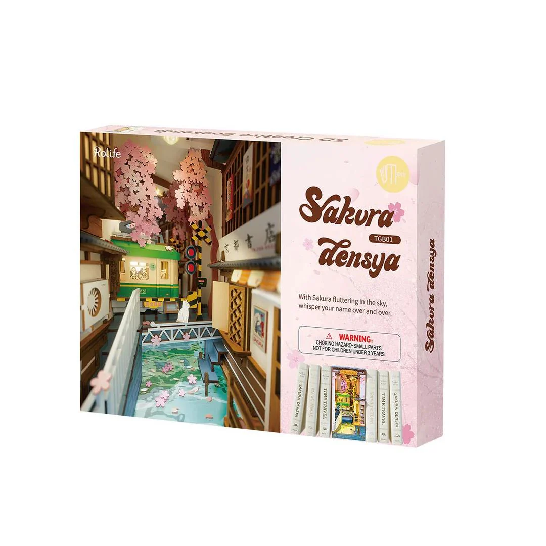 Robotime Rolife DIY Sakura Densya Book Nook Shelf Insert TGB01 - Image 5