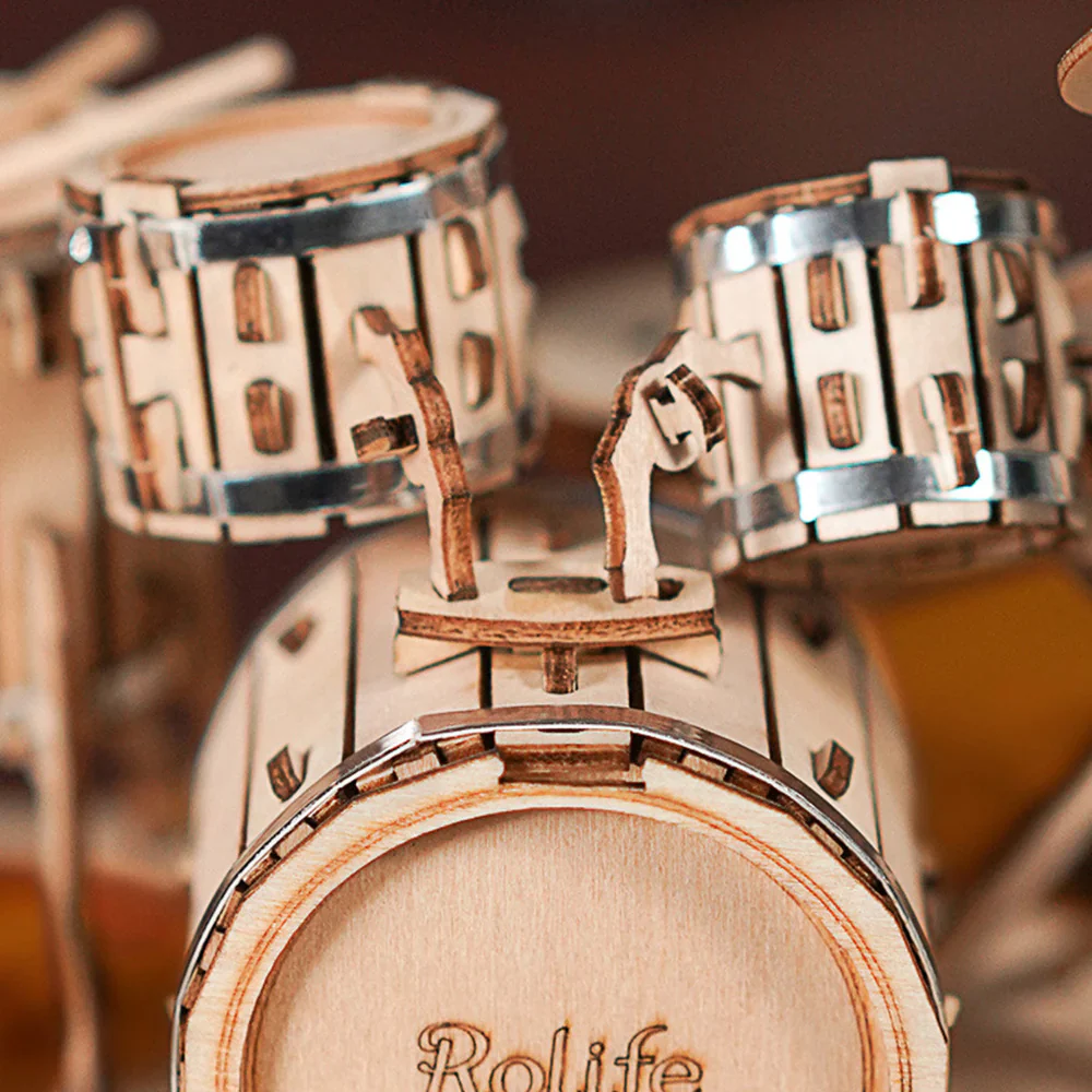 Robotime Rolife Drum kit TG409 3D Wooden Puzzle - Image 3