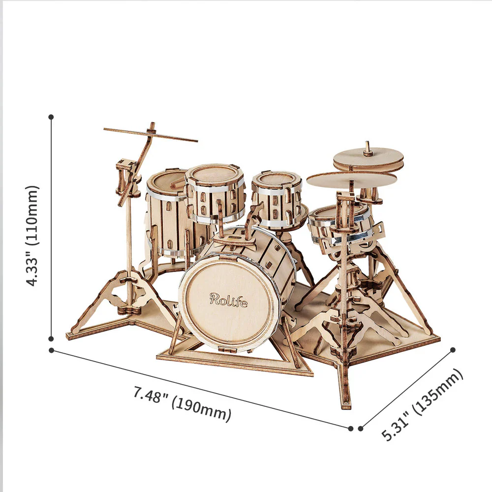 Robotime Rolife Drum kit TG409 3D Wooden Puzzle - Image 5