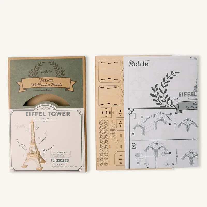 Robotime Rolife Eiffel Tower TG501 Architecture 3D Wooden Puzzle - Image 7