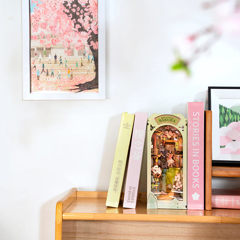 Robotime Rolife Falling Sakura Book Nook Shelf Insert TGB05 - Image 3