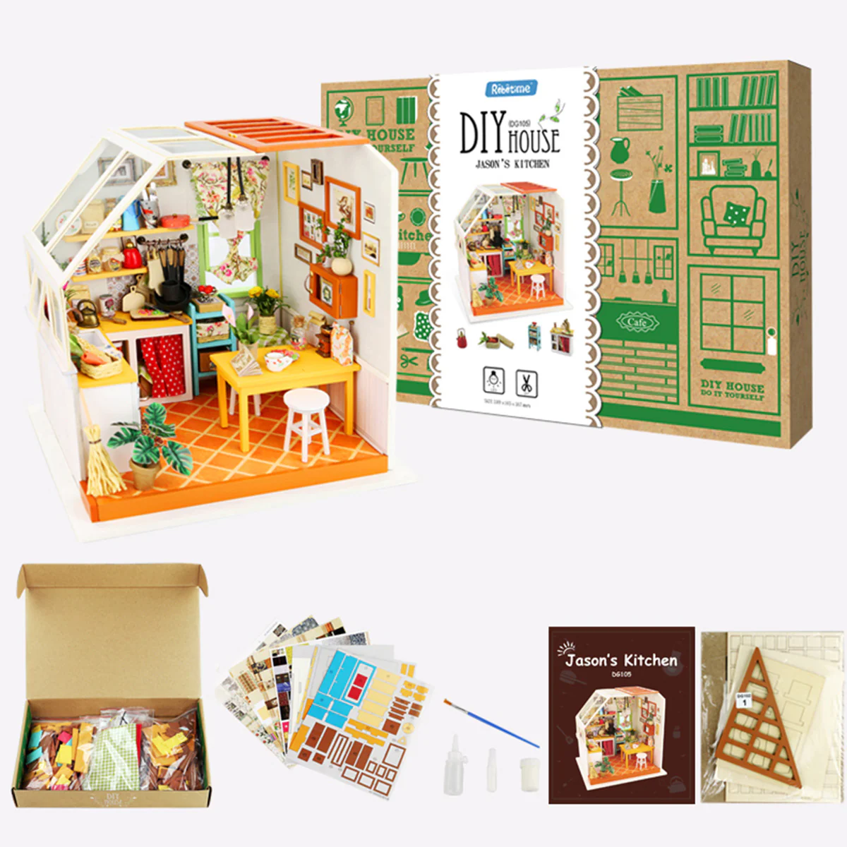 Robotime Rolife Jason's Kitchen Miniature Dollhouse Kit DG105 - Image 10