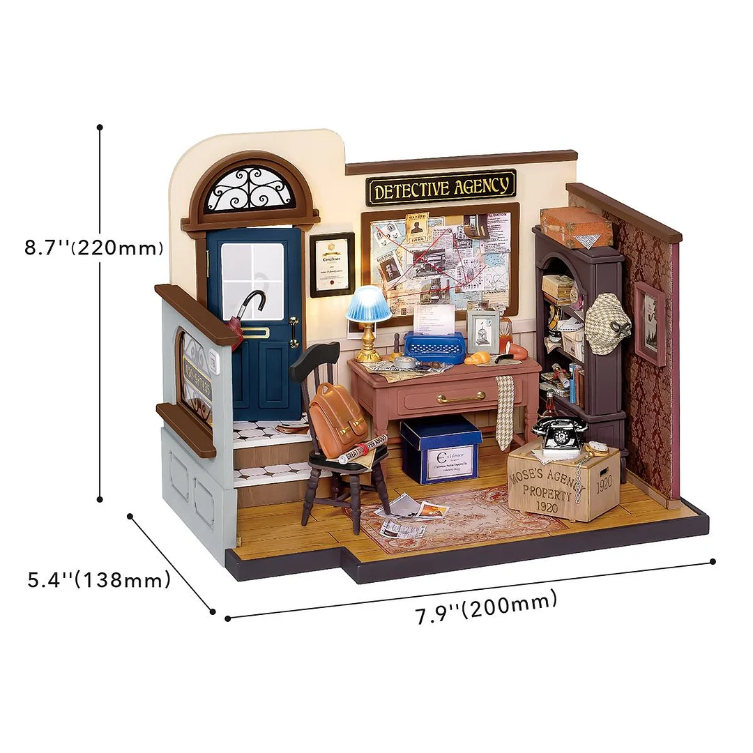 Robotime Rolife Mose's Detective Agency DIY Miniature House Kit DG157 - Image 3