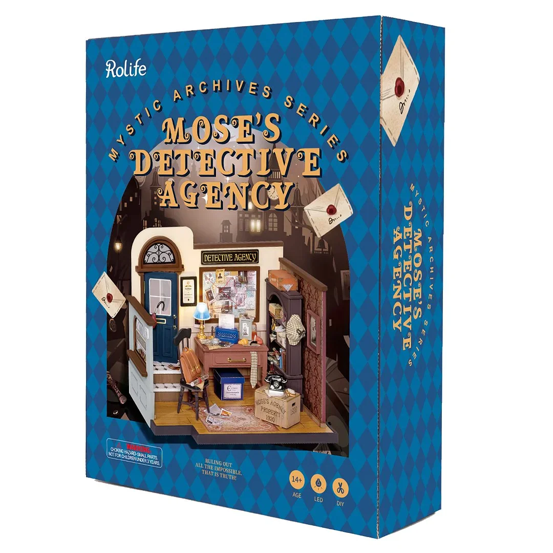 Robotime Rolife Mose's Detective Agency DIY Miniature House Kit DG157 - Image 6