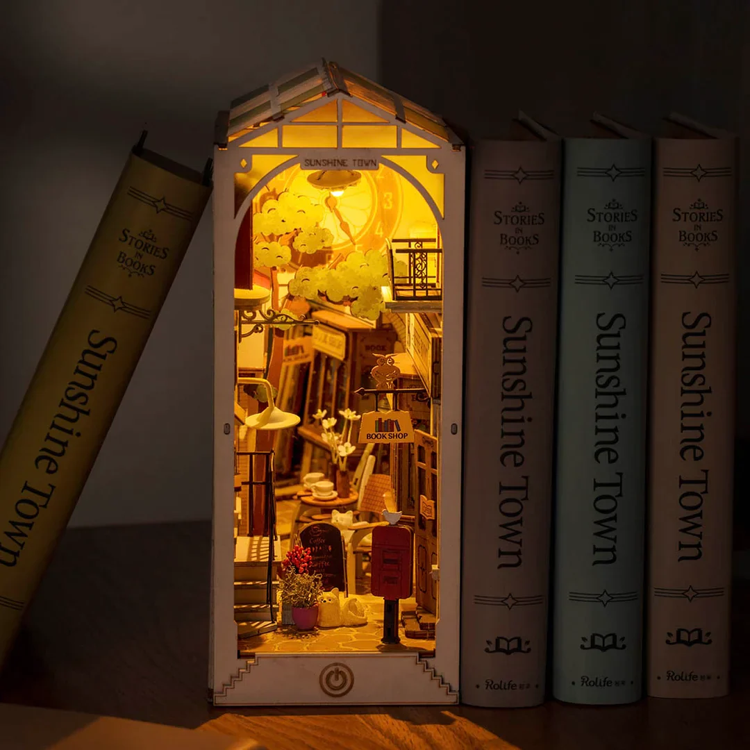 Robotime Rolife Sunshine Town Book Nook Shelf Insert TGB02 - Image 3