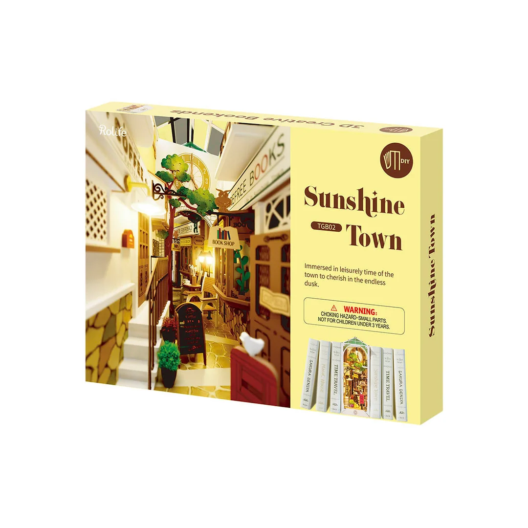 Robotime Rolife Sunshine Town Book Nook Shelf Insert TGB02 - Image 5