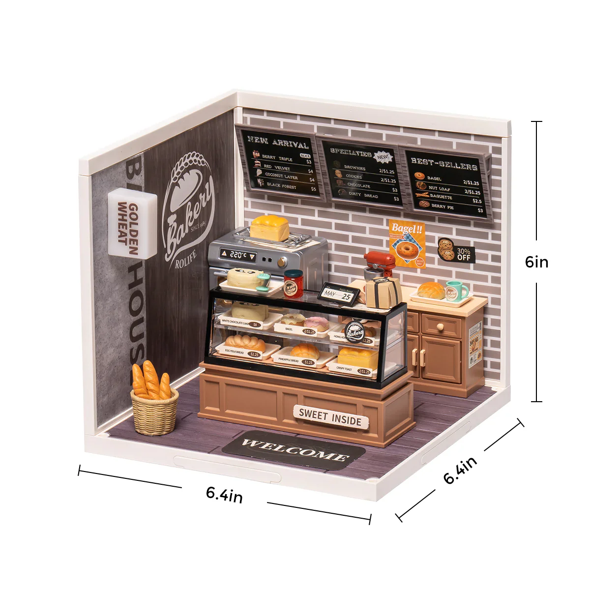 Robotime Rolife Super Creator Golden Wheat Bakery Plastic Miniature House kit DW005 - Image 6