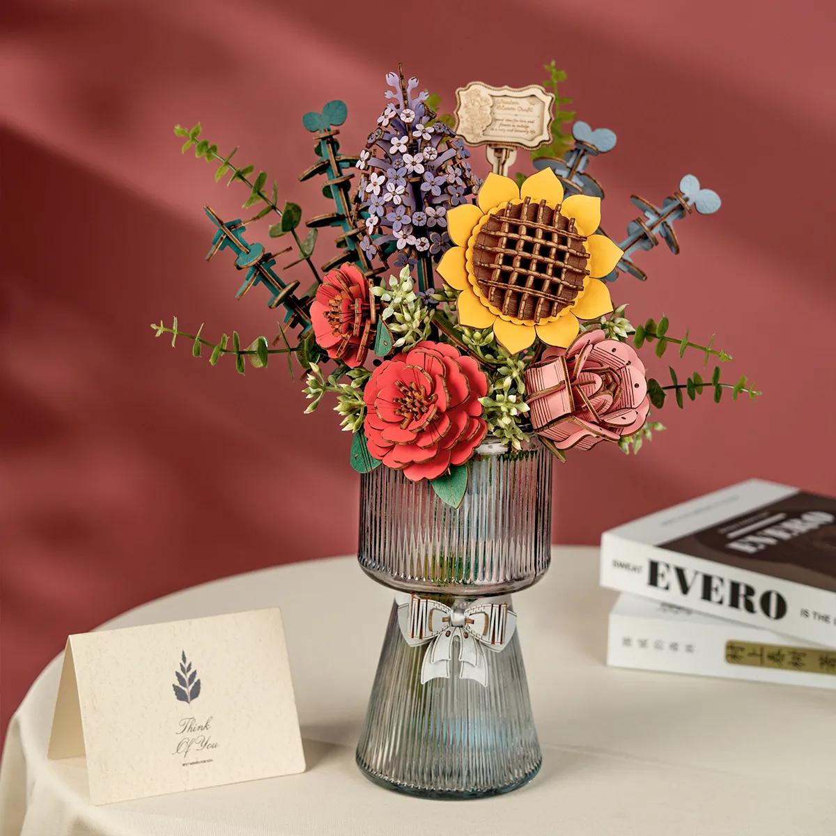 Robotime Rowood DIY Wooden Flower Bouquet TW01H 3D Wooden Puzzle - Image 3