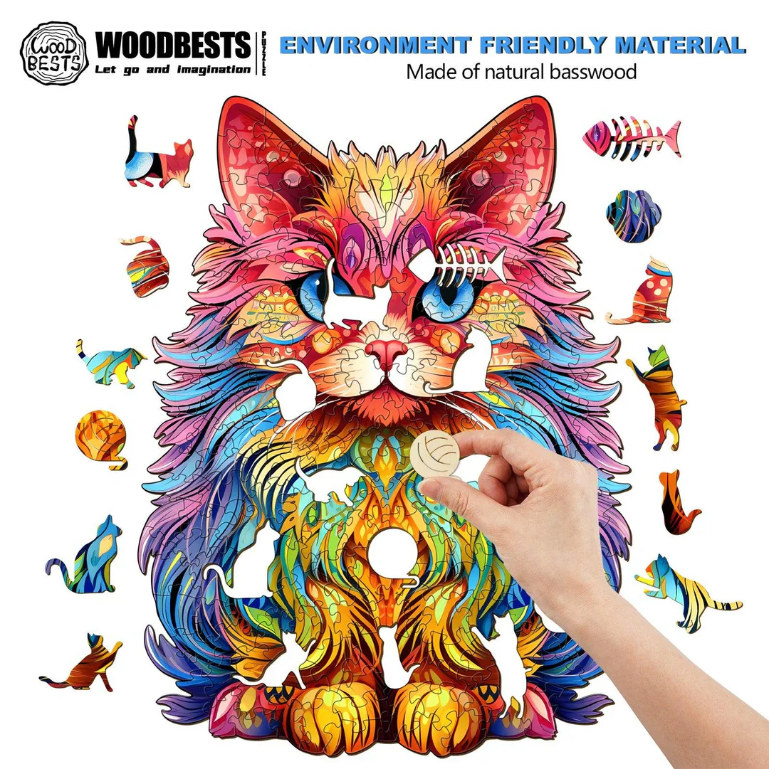 Woodbests - Persian Cat-3 Wooden Jigsaw Puzzle (160-200pcs) - Image 3