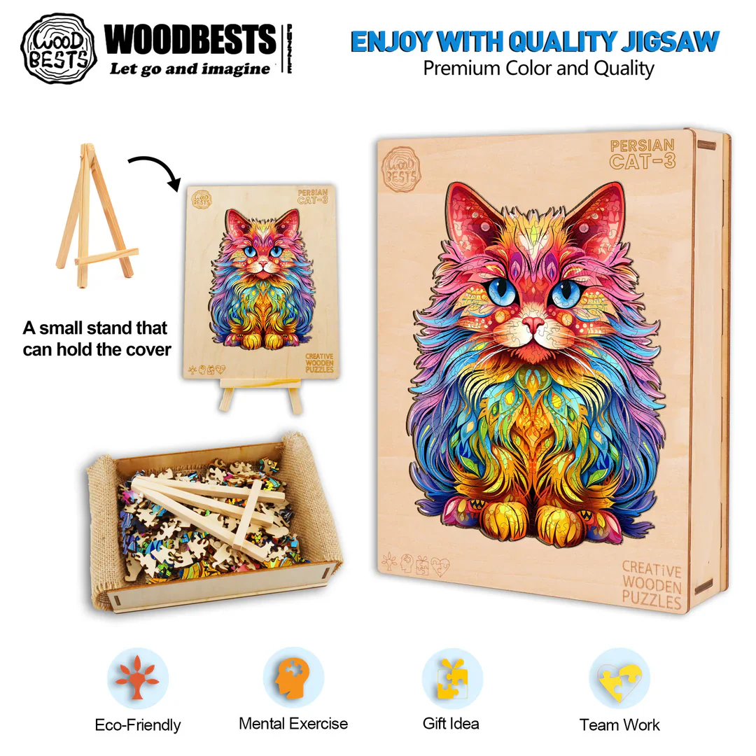 Woodbests - Persian Cat-3 Wooden Jigsaw Puzzle (160-200pcs) - Image 4