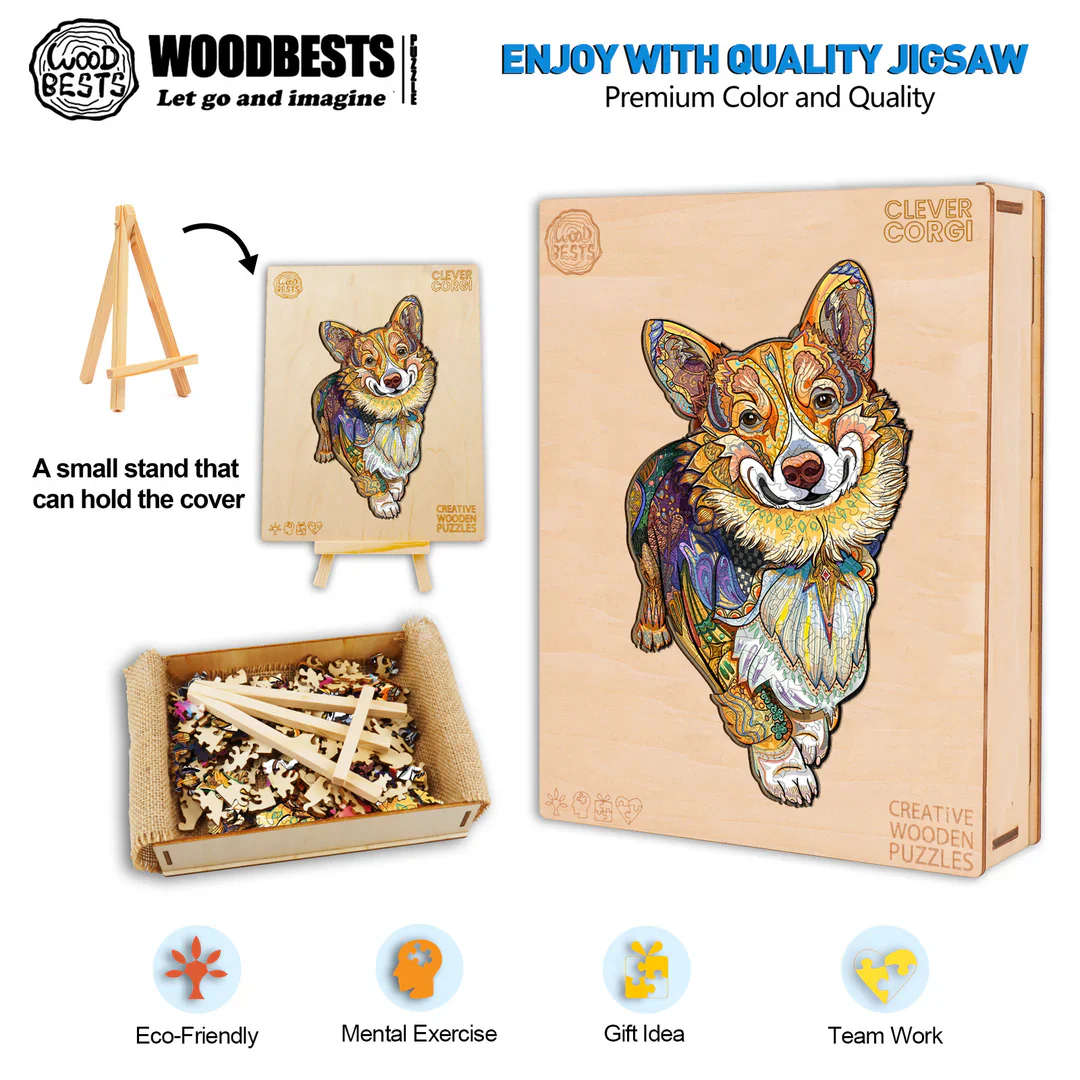 Woodbests - Clever Corgi Wooden Jigsaw Puzzle (250-300pcs) - Image 4