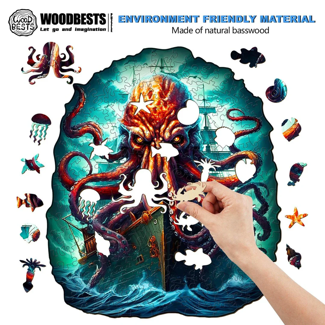 Woodbests - Octopus Monster Wooden Jigsaw Puzzle (160-200pcs) - Image 3